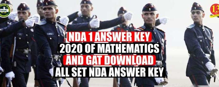 NDA 1/2020 Answer Key Mathematics and GAT, All Set A, B, C, D Pdf Download