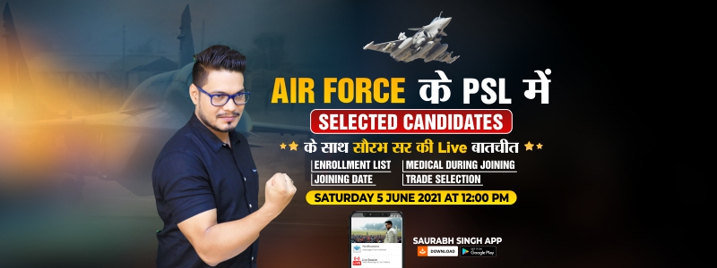 Live Interaction of Airforce PSL Selected Students with Saurabh Sir on his app.